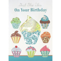 Rosedale Greeting Card, Just for You on Birthday, Cup Cakes-Printed on premium coated card stock
