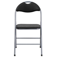 Flash Furniture HERCULES Series Black Vinyl Metal Folding Chair with Carrying Handle-Padded Metal Folding Chair