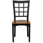Flash Furniture HERCULES Series Black Window Back Metal Restaurant Chair - Cherry Wood Seat - 2 Pack-Set of 2 Metal Dining Chairs