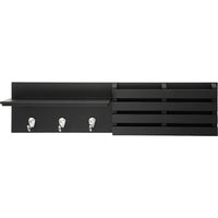 nexxt FN00396-6INT Sydney Wall Shelf and Mail Holder with 3 Hooks, 24" x 6", Black-Measurement and weight capacity: floating shelf measures 24"L x 4.5"W x 6"H in dimensions. it is the perfect size for an entrance, hallway, foyer, closet, mudroom, kitchens, laundry/utility rooms, garages, and offices. the wall shelf holds up to 10 pounds which allows you to place items with a little more weight 