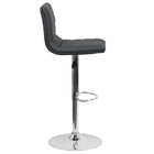 Flash Furniture Contemporary Grey Vinyl Adjustable Height Barstool with Horizontal Stitch Back & Chrome Base - 2 Pack-Grey Vinyl Upholstery