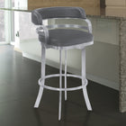 Armen Living Prinz 26" Counter-Height Swivel Bar Stool - Grey-Grey faux leather