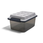 TRU RED 16.8 L Water and Dust Resistant Storage Tote with Locking Lid-Weather-resistant locking lid storage is great for organizing the home and office