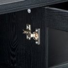 CorLiving TV Bench with Glass Cabinets for TVs up to 90", Black Ravenwood-High quality black powder-coated aluminum accent door handles
