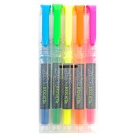 Zebra Zazzle Brights Chisel Tip Pen-Style Highlighters - Assorted Colours - 5 Pack-Yellow, Pink, Light Blue, Light Green, Orange