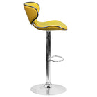 Flash Furniture Contemporary Cozy Mid-Back Yellow Vinyl Adjustable Height Barstool with Chrome Base-Yellow Vinyl Upholstery