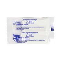 Wasip Compress Bandage - 2" x 2"-Designed to help apply compression to an open wound to quickly stop bleeding, these compress pressure dressings feature a highly absorbent, non-adherent pad that will not stick to the skin surface or wound
