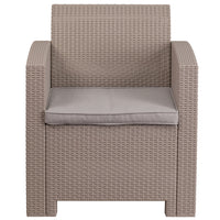 Flash Furniture Light Grey Faux Rattan Chair with All-Weather Light Grey Cushion-Contemporary Outdoor Chair