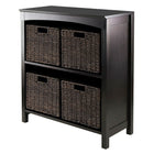 Winsome 3-Tier Shelf with 4 Small Baskets, Espresso-Terrace Storage Shelf / Bookcase Collection is perfect to use alone or pair with baskets and create a place for your goodies.