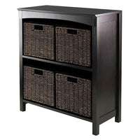 Winsome – Étagère de rangement à 3 niveaux avec 4 petits paniers, fini espresso-Étagère de rangement Terrace/Collection étagère à livres est idéale en utilisation seule ou combinée à des paniers afin de créer un espace pour vos articles préférés