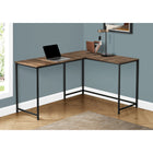 Monarch Specialties 7391 58" Computer Desk - Brown Reclaimed/ Black Metal Corner-Sturdy yet slender metal base in a black finish with an airy design provides stability