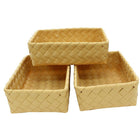 Cathay Importers Resin Rect Basket, Natural, 3/Pack-Large: 4"H x 15.75”W x 10.5”D; Medium: 4"H x 12.75”W x 9”D; Small:  4"H x 12”W x 7”D