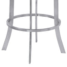 Armen Living Prinz 26" Counter-Height Swivel Bar Stool - Grey-Upholstered barstool with curved back, footrest included