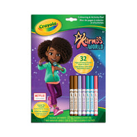 Crayola Colouring & Activity Pad - Karma's World-Includes 32 page colouring & activity pad & 7 washable mini markers