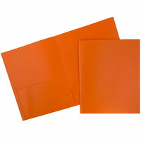 JAM Paper Plastic 2 Pocket School POP Folders Orange, 96 Pack-Orange