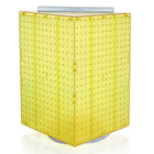 Azar Displays 20" x 14" x 14" 4-Sided Revolving Pegboard Display, Yellow Translucent (701414-YEL)-Interlocking four-sided display and sits on a 12" diameter revolving base