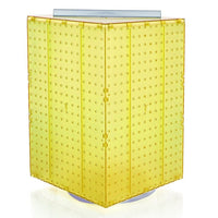 Azar Displays 20" x 14" x 14" 4-Sided Revolving Pegboard Display, Yellow Translucent (701414-YEL)-Interlocking four-sided display and sits on a 12" diameter revolving base