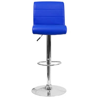Flash Furniture Contemporary Blue Vinyl Adjustable Height Barstool with Rolled Seat & Chrome Base-Contemporary Style Stool