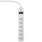 Globe 6 Outlets Power Bar With 3' Cord and Safety Covers, White-3 foot grounded power cord