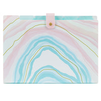 U Brands 5 Pocket Fashion Expandable File - Open Top - Pastel Geode (3305F06-24)-Made of durable, no-tear poly material