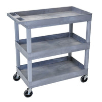 Luxor (EC111-G) 32" x 18" Tub Cart, Three Shelves, Gray-Gray
