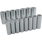 Gray Tools 15 Piece 1/2" Drive 12 Point SAE, Deep Chrome Socket Set, 3/8"-1-1/4"-Contains Sizes: 3/8", 7/16", 1/2", 9/16", 5/8", 11/16", 3/4", 13/16", 7/8", 15/16", 1", 1 1/16", 1 1/8", 1 3/16", 1 1/4".