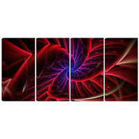 Designart Purple & Red Entanglement 4-Panel Abstract Canvas Art Print, (PT3027-271)-Print