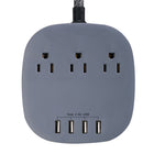Basic Tech Universal Power Strip - 4 USB Ports and 3 AC Outlets - Grey-Includes a 3 feet braided cord