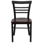 Flash Furniture HERCULES Series Black Three-Slat Ladder Back Metal Restaurant Chair - Mahogany Wood Seat-Metal Chair