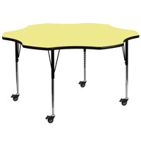 Flash Furniture Mobile 60" Flower Thermal Laminate Activity Table - Yellow-Flower Shaped Activity Table