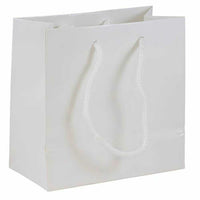JAM Paper Gift Bags with Rope Handles - Small Square - 6.5" x 6.5" x 3.5"- White Glossy - 100 Pack-Color: White