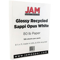 JAM Paper 2-Sided Glossy Cardstock, 8 1/2" x 11", 80 lb, White, 250 Pack (1034702)-White