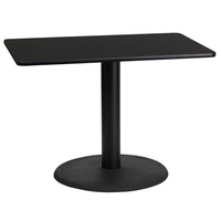 Flash Furniture 24'' x 42'' Rectangular Laminate Table Top, Black with 24'' Round Table-Height Base (XUBK2442TR24)-Hospitality Table