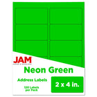 JAM Paper Laser/Inkjet Address Labels - 2" x 4" - Neon Green - 120 Pack-English only packaging