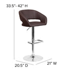 Flash Furniture Contemporary Brown Vinyl Adjustable Height Barstool with Rounded Mid-Back & Chrome Base-Footrest