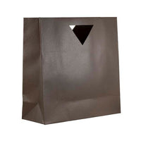 Jam Paper Heavy Duty Die Cut Gift Bags with Triangle Handle - Large - 15" x 5 1/2" x 15" - Chocolate Brown - 3 Pack-Color: Chocolate Brown