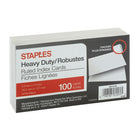 Staples Heavy Duty Ruled Index Cards - 3" x 5" - White - 100 Pack-Heavy weight stock resists bending and curling