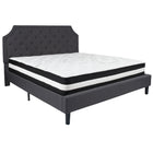 Flash Furniture Brighton King Size Tufted Upholstered Platform Bed with Pocket Spring Mattress - Dark Grey Fabric-Bed