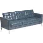 Flash Furniture HERCULES Lacey Series Contemporary Grey LeatherSoft Sofa with Stainless Steel Frame-Contemporary Style
