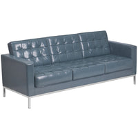 Flash Furniture HERCULES Lacey Series Contemporary Grey LeatherSoft Sofa with Stainless Steel Frame-Contemporary Style