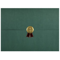 St. James Document/Certificate Holders - Gold Award Seal with Red Ribbon - Green - 5 Pack-Add ceremony, elegance and sincerity to the act of giving recognition