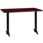 Flash Furniture 30" x 48" Rectangular Mahogany Laminate Table Top with 5" x 22" Table Height Bases-Hospitality Table