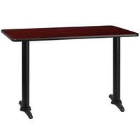 Flash Furniture 30" x 48" Rectangular Mahogany Laminate Table Top with 5" x 22" Table Height Bases-Hospitality Table