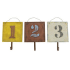 Cathay Importers 123 Rustic Wood Wall Hooks, 3 Pack-Wall hook. Colour: yellow, red, white.