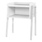 Monarch Specialties 3594 Accent Table - 23"H/White/White Metal-2-tier rectangular accent table in a white finish featuring a tray-style tabletop with raised edges on the sides and back, rounded front edges, and 1 storage cubby