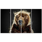 Designart Brown Bear Black Canvas Art Print, 4 Panels (PT2301-271)-Print