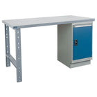Kleton Workbench, Wood Filled Steel Top, 1 Pedestal and 1 Door, 36"W x 72"L x 34"H-34" overall height
