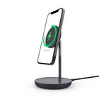 Powerology 2-in-1 Wireless Charging Stand 10W/7.5W with MagSafe Magnets - Charcoal-15-degree swivel