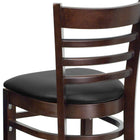 Flash Furniture HERCULES Series Ladder Back Walnut Wood Restaurant Barstool - Black Vinyl Seat-2.5'' Thick Foam Padded Seat