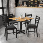 Flash Furniture 36" Square Natural Laminate Table Set with X-Base & 4 Ladder Back Metal Chairs - Black Vinyl Seat-Set Includes 4 Chairs, Square Table Top and X-Base